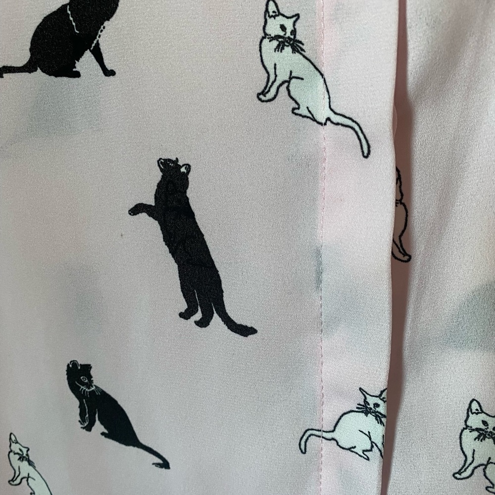 ASOS Pink Playful Cats Button Up Blouse 14